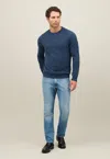 Boglioli Wool Cashmere Mouliné Crewneck In Blue