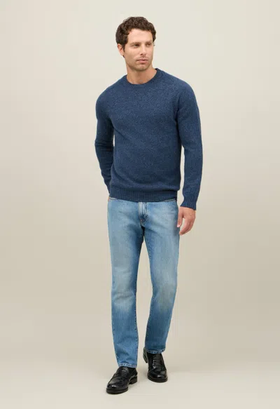 Boglioli Wool Cashmere Mouliné Crewneck In Blue