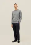 Boglioli Wool Cashmere Mouliné Crewneck In Gray