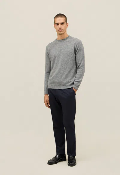 Boglioli Wool Cashmere Mouliné Crewneck In Gray