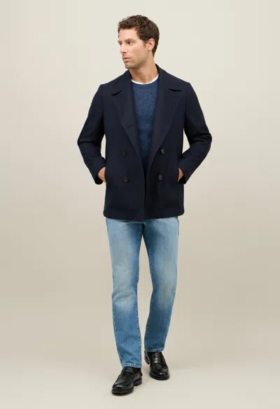 Boglioli Wool Felt Peacoat In Blue
