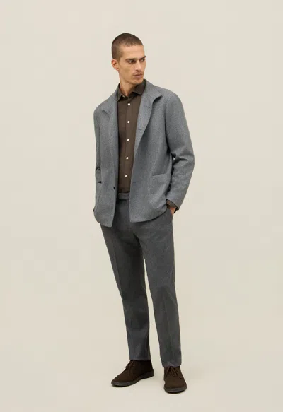 Boglioli Wool Flannel Fluid Jacket In Gray