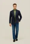 Boglioli Wool Hopsack Double-breasted B-line Jacket In Blue