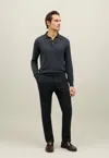 Boglioli Wool Long-sleeve Polo In Gray