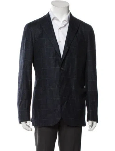 Pre-owned Boglioli Wool Plaid Print Blazer In Blue