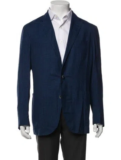 Pre-owned Boglioli Wool Plaid Print Blazer In Blue
