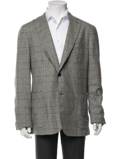 Pre-owned Boglioli Wool Plaid Print Jacket In Neutrals