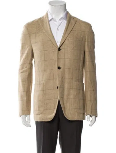 Pre-owned Boglioli Wool Plaid Print Sport Coat In Neutral