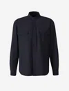 Boglioli Men's Overshirt With Band Collar In Blue