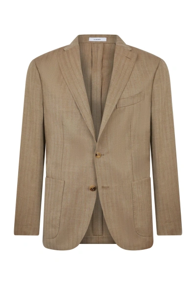 Boglioli Wool Silk Chevron K-jacket In Beige