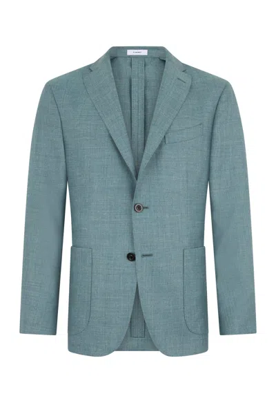 Boglioli Wool Silk Linen Oxford K-jacket In Turquoise