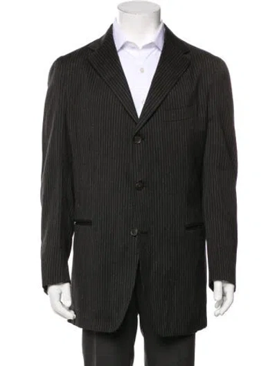 Pre-owned Boglioli Wool Striped Overcoat In Gray