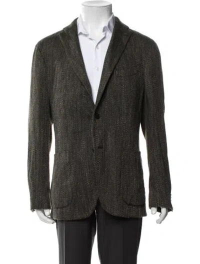 Pre-owned Boglioli Wool Tweed Pattern Blazer In Green