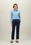 Boglioli Wool Twill Straight Trousers In Blue
