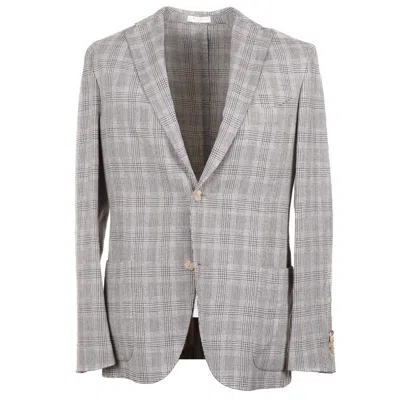 Pre-owned Boglioli Woven Check Silk-linen-wool 'k Jacket' Sport Coat 40r (eu 50) In Beige