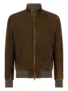 Boglioli Zip-up Suede Bomber Jacket In Brown