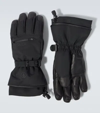Bogner Adriano Leather-trimmed Ski Gloves In Black