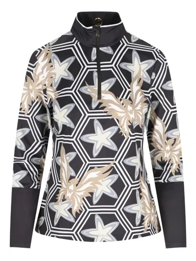 Bogner Amira Graphic-print Zip Top In Black
