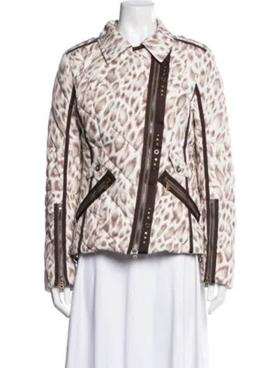 Pre-owned Bogner Animal Print Biker Jacket In Neutrals