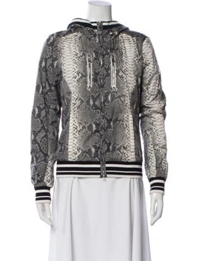 Pre-owned Bogner Animal Print Bomber Jacket In Gray