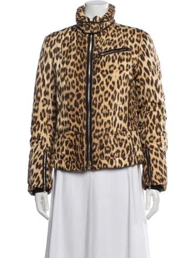 Pre-owned Bogner Animal Print Down Jacket In Brown