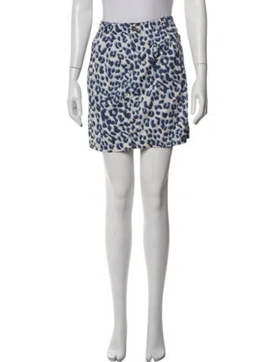 Pre-owned Bogner Animal Print Mini Skirt In Blue