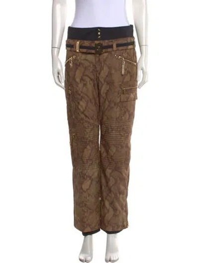 Pre-owned Bogner Animal Print Straight Leg Pants In Brown