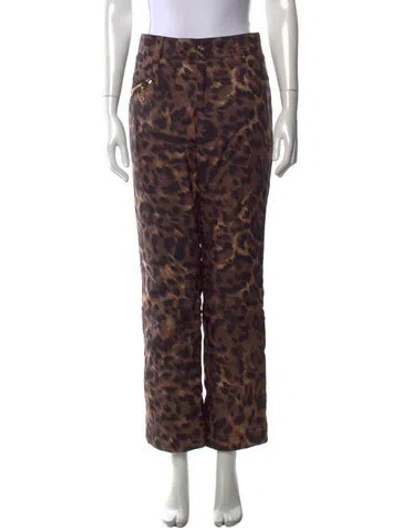 Pre-owned Bogner Animal Print Straight Leg Pants In Brown