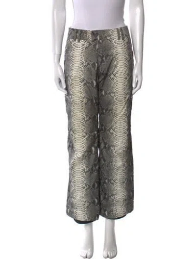 Pre-owned Bogner Animal Print Wide Leg Pants In Green