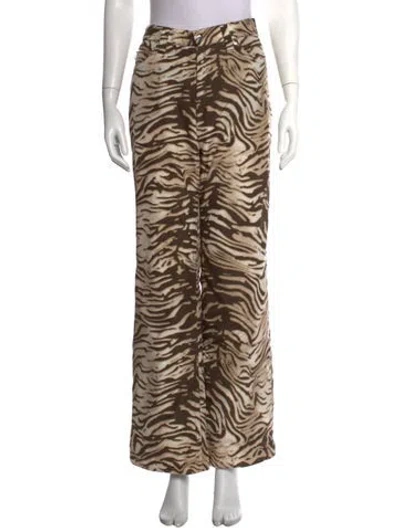 Pre-owned Bogner Animal Print Wide Leg Pants In Neutrals