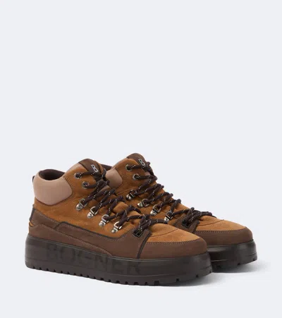 Bogner Antwerp Leather And Suede Lace-up Boots In Brown