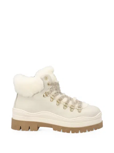Bogner Arosa 4 B Shearling-trim Lace-up Ankle Boots In White