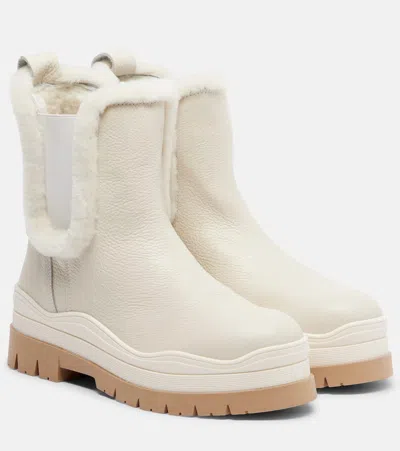 Bogner Arosa Shearling-lined Leather Ankle Boots In Neutral