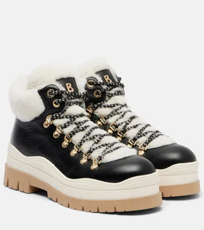 BOGNER AROSA SHEARLING-LINED LEATHER LACE-UP BOOTS