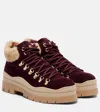 Bogner Arosa Shearling-lined Suede Lace-up Boots In Burgundy