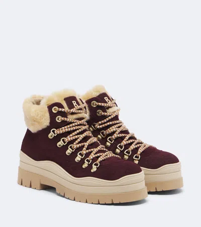 Bogner Arosa Shearling-trimmed Suede Ankle Boots In Animal Print