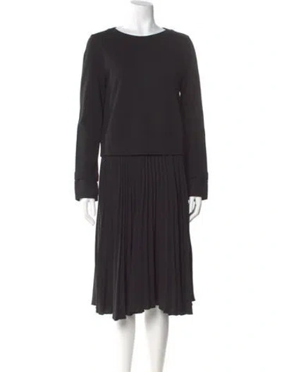 Pre-owned Bogner Bateau Neckline Midi Length Dress In Gray