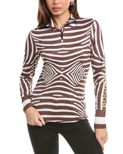 Bogner Beline Printed Quarter Zip Top In Brown,beige