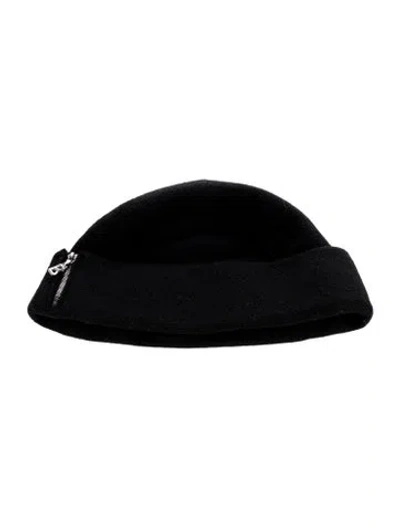 Pre-owned Bogner Black Virgin Wool With Silver Toned Logo Letter Zip Beanie