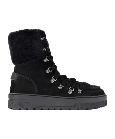 Bogner Calgary Shearling-trimmed Suede Ankle Boots In Black