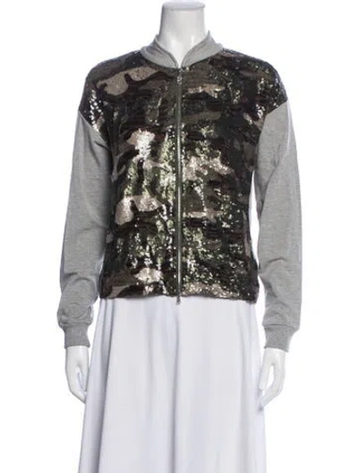 Pre-owned Bogner Camouflage Print Long Sleeve Top In Green/grey