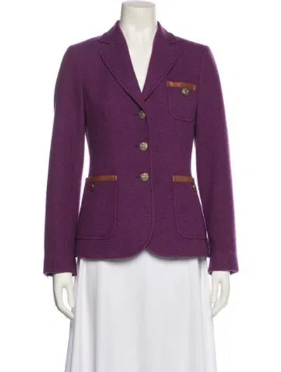 Pre-owned Bogner Cashmere Colorblock Pattern Blazer In Purple