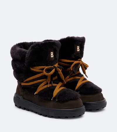 Bogner Chamonix Shearling And Suede Snow Boots In Brown
