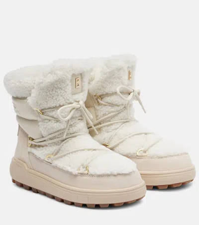 Bogner Chamonix Shearling-trimmed Suede Snow Boots In Multi