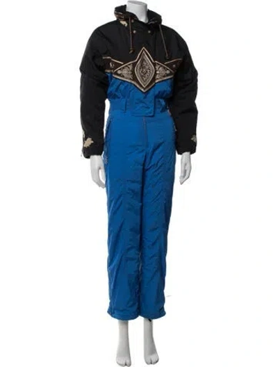 Pre-owned Bogner Colorblock Pattern Crew Neck Ski Suit In Blue
