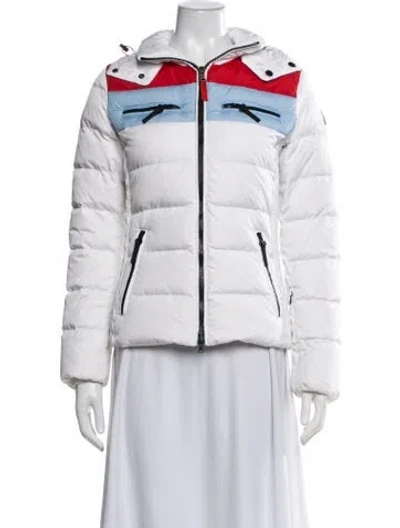 Pre-owned Bogner Colorblock Pattern Down Jacket In White