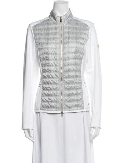 Pre-owned Bogner Colorblock Pattern Down Jacket In White