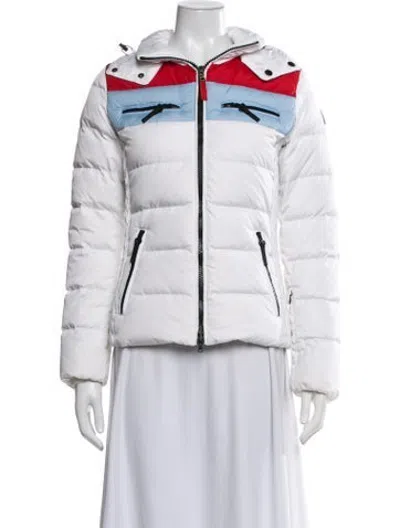 Pre-owned Bogner Colorblock Pattern Down Jacket In White