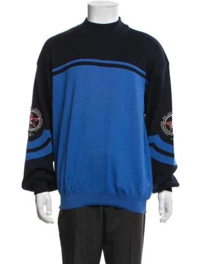 Pre-owned Bogner Colorblock Pattern Mock Neck Pullover In Blue