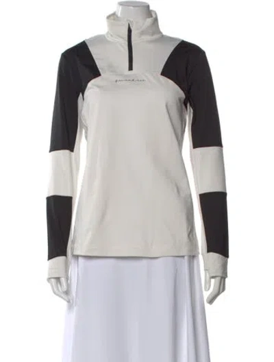 Pre-owned Bogner Colorblock Pattern Mock Neck Top In Multi